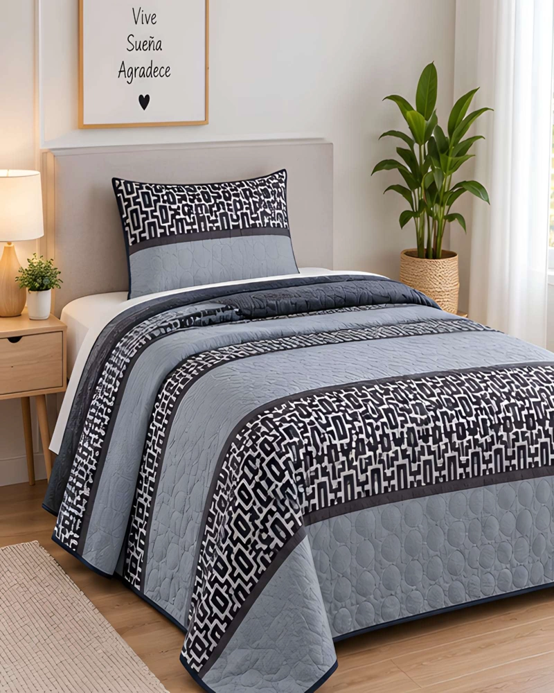 CUBRECAMA 1.5 PLAZAS CON FUNDA Y ALMOHADA INCLUIDA - 3