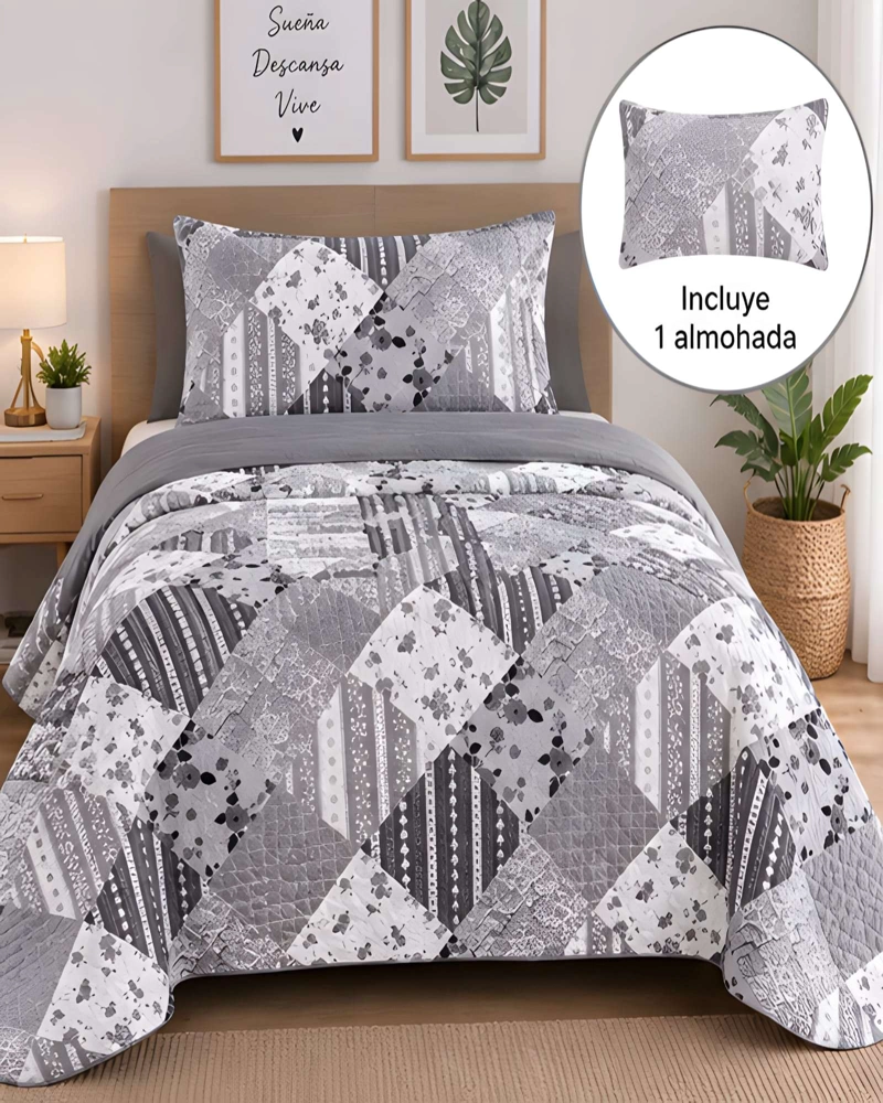 CUBRECAMA 1.5 PLAZAS CON FUNDA Y ALMOHADA INCLUIDA - 2