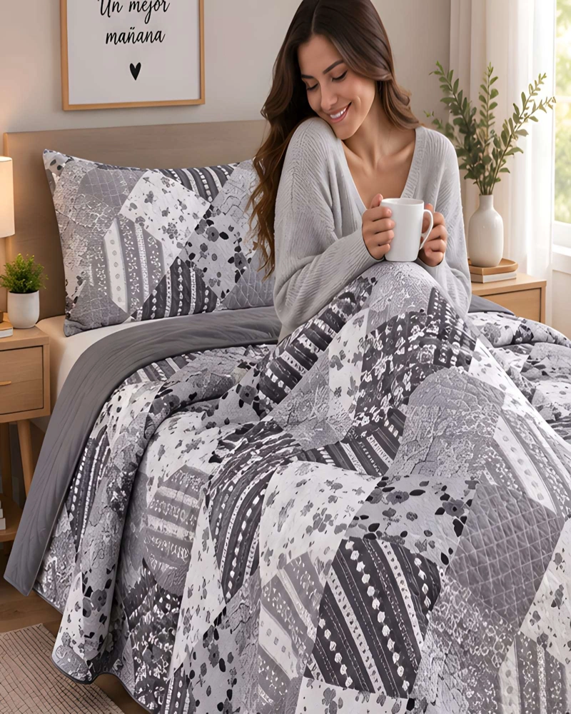CUBRECAMA 1.5 PLAZAS CON FUNDA Y ALMOHADA INCLUIDA - 3