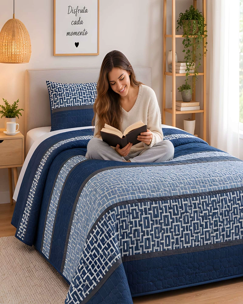 CUBRECAMA 1.5 PLAZAS CON FUNDA Y ALMOHADA INCLUIDA - 1