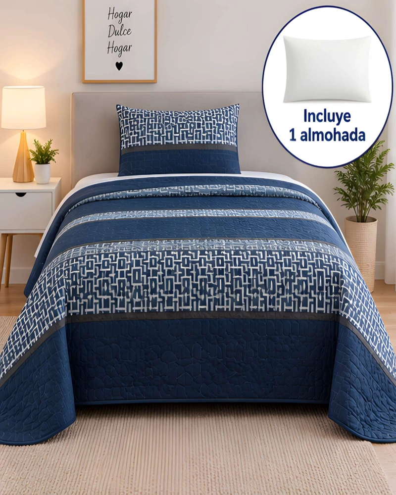 CUBRECAMA 1.5 PLAZAS CON FUNDA Y ALMOHADA INCLUIDA - 2