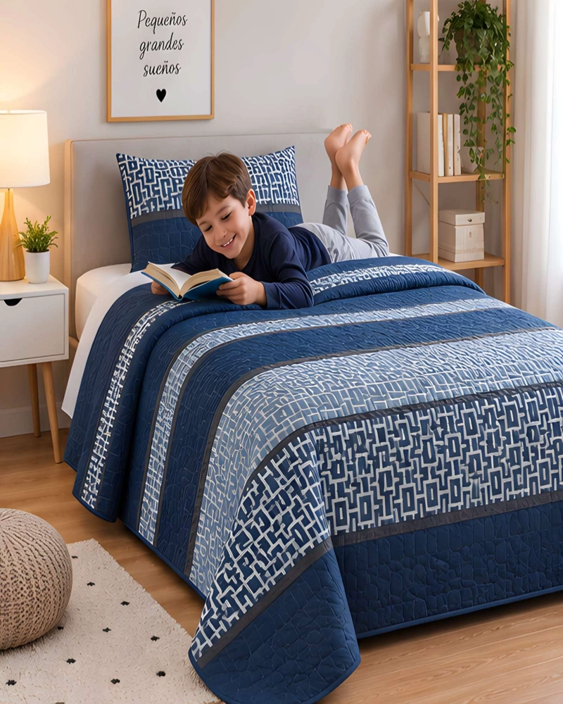CUBRECAMA 1.5 PLAZAS CON FUNDA Y ALMOHADA INCLUIDA - 4
