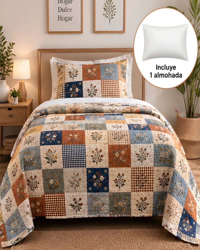 CUBRECAMA 1.5 PLAZAS CON FUNDA Y ALMOHADA INCLUIDA - 2