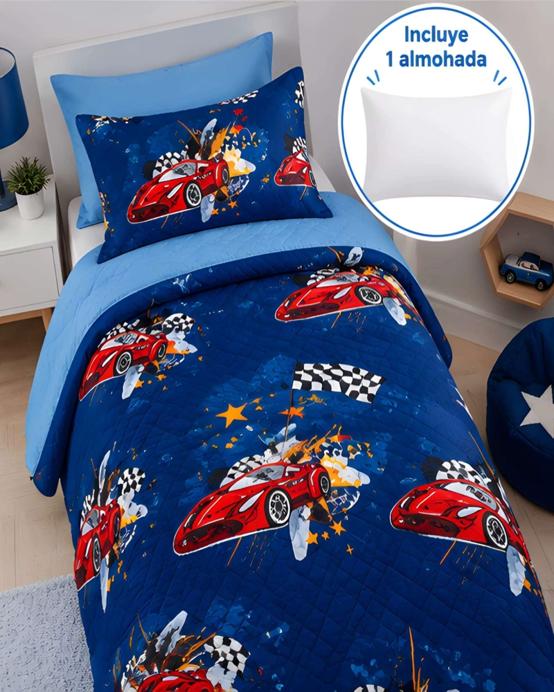 CUBRECAMA 1.5 PLAZAS CON FUNDA Y ALMOHADA INCLUIDA - 2