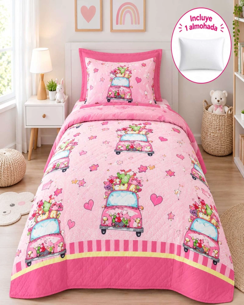 CUBRECAMA 1.5 PLAZAS CON FUNDA Y ALMOHADA INCLUIDA - 2