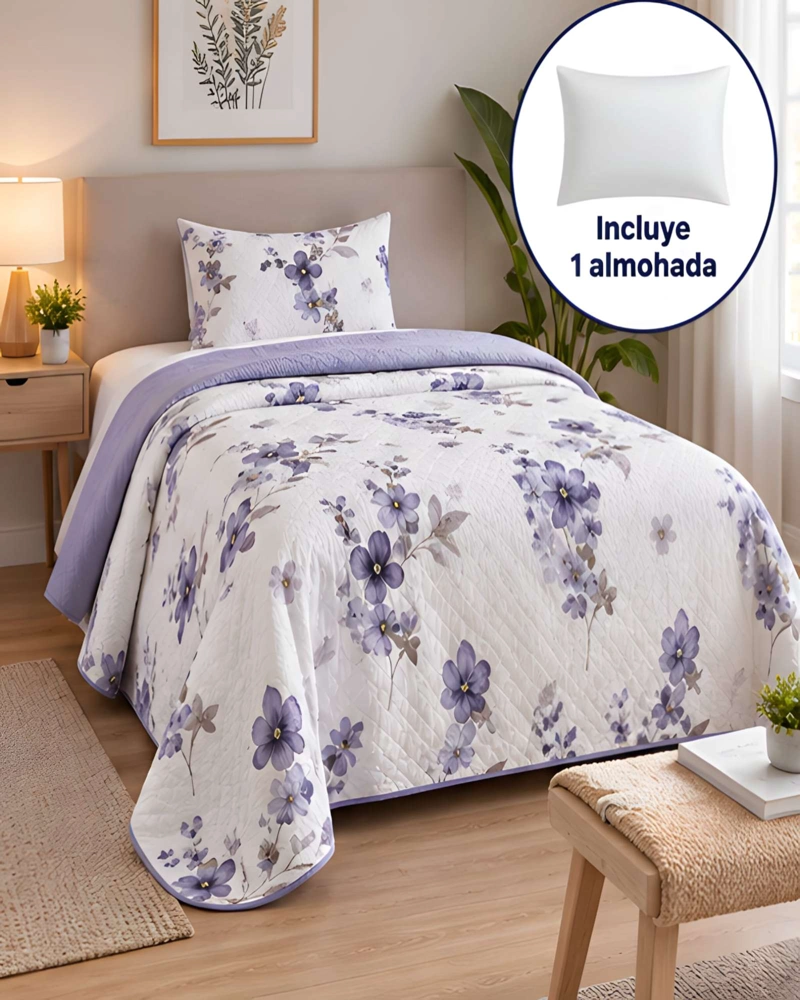 CUBRECAMA 1.5 PLAZAS CON FUNDA Y ALMOHADA INCLUIDA - 2