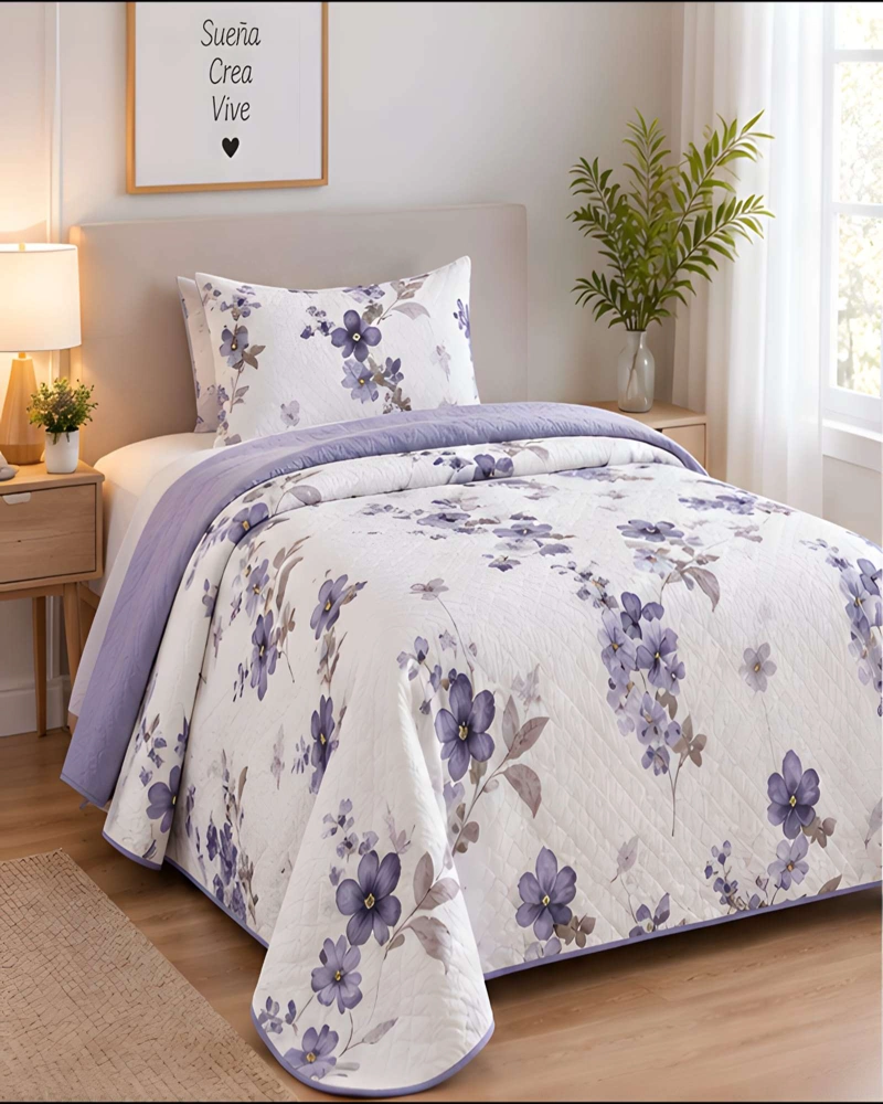 CUBRECAMA 1.5 PLAZAS CON FUNDA Y ALMOHADA INCLUIDA - 3
