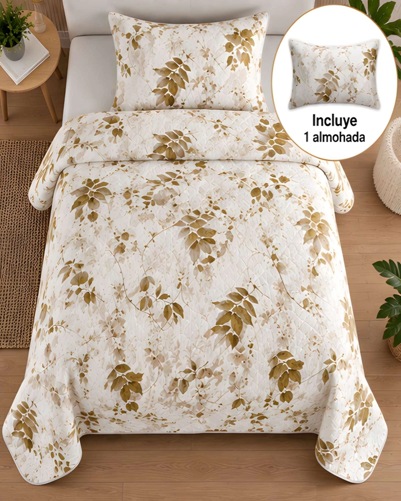 CUBRECAMA 1.5 PLAZAS CON FUNDA Y ALMOHADA INCLUIDA - 2