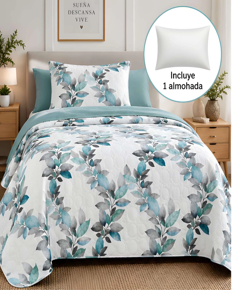 CUBRECAMA 1.5 PLAZAS CON FUNDA Y ALMOHADA INCLUIDA - 2
