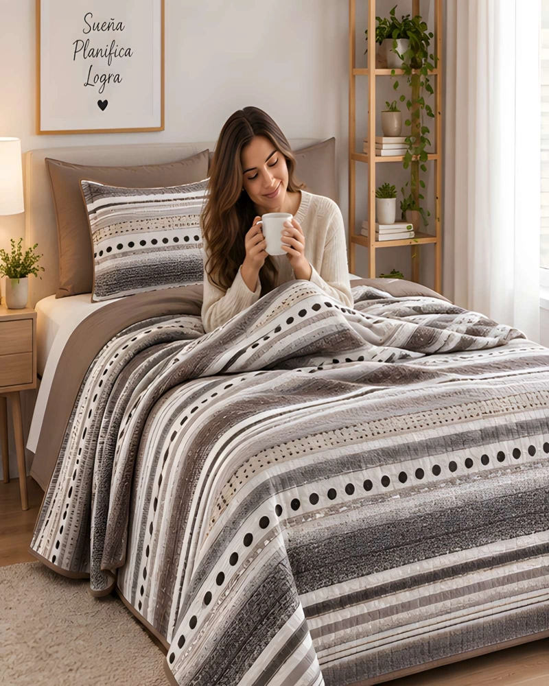 CUBRECAMA 1.5 PLAZAS CON FUNDA Y ALMOHADA INCLUIDA - 1