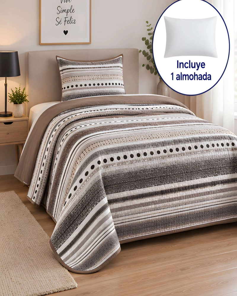 CUBRECAMA 1.5 PLAZAS CON FUNDA Y ALMOHADA INCLUIDA - 2