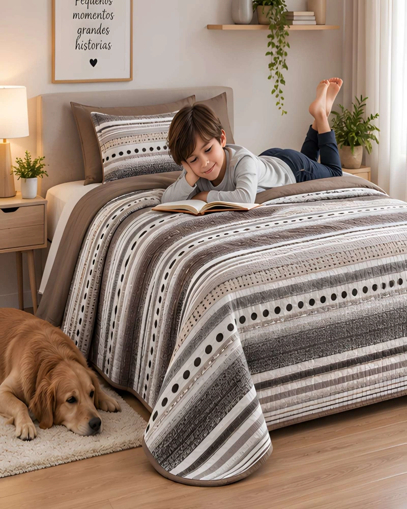 CUBRECAMA 1.5 PLAZAS CON FUNDA Y ALMOHADA INCLUIDA - 3
