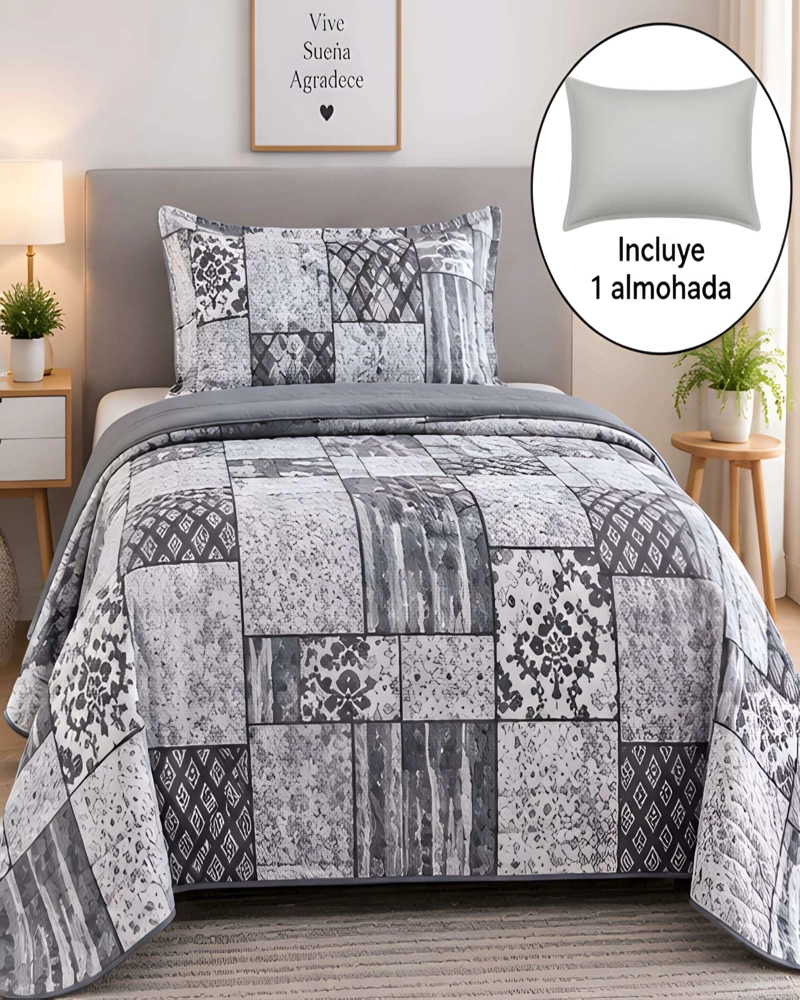 CUBRECAMA 1.5 PLAZAS CON FUNDA Y ALMOHADA INCLUIDA - 2