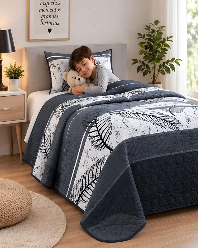 CUBRECAMA 1.5 PLAZAS CON FUNDA Y ALMOHADA INCLUIDA - 3