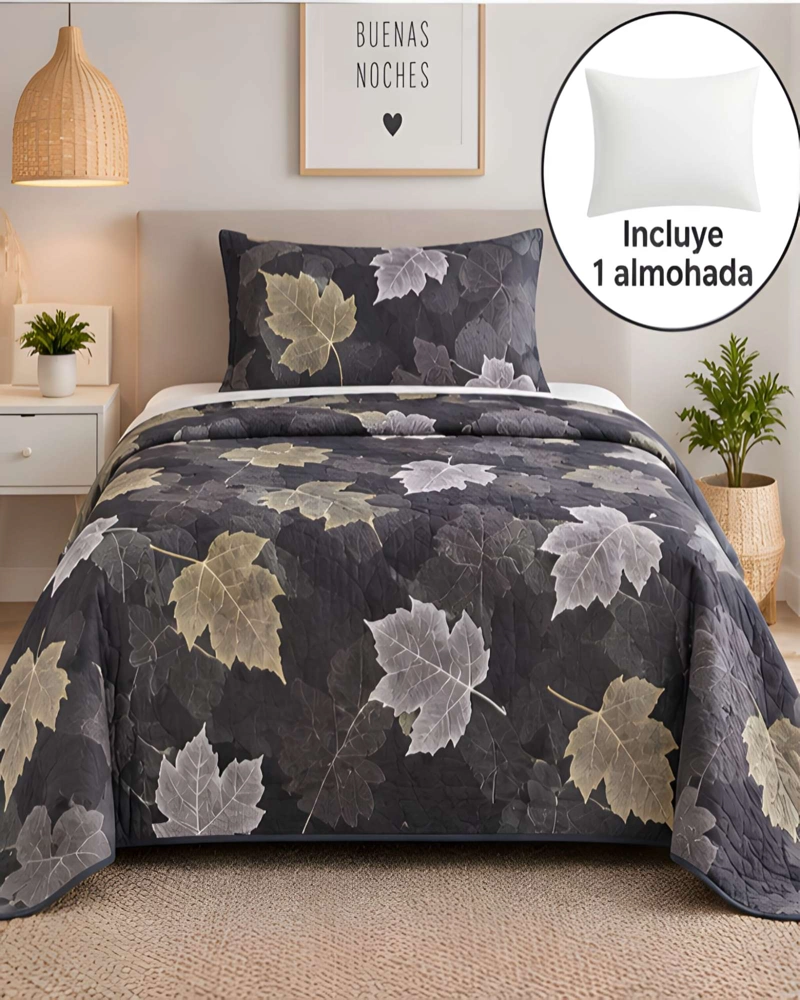 CUBRECAMA 1.5 PLAZAS CON FUNDA Y ALMOHADA INCLUIDA - 2