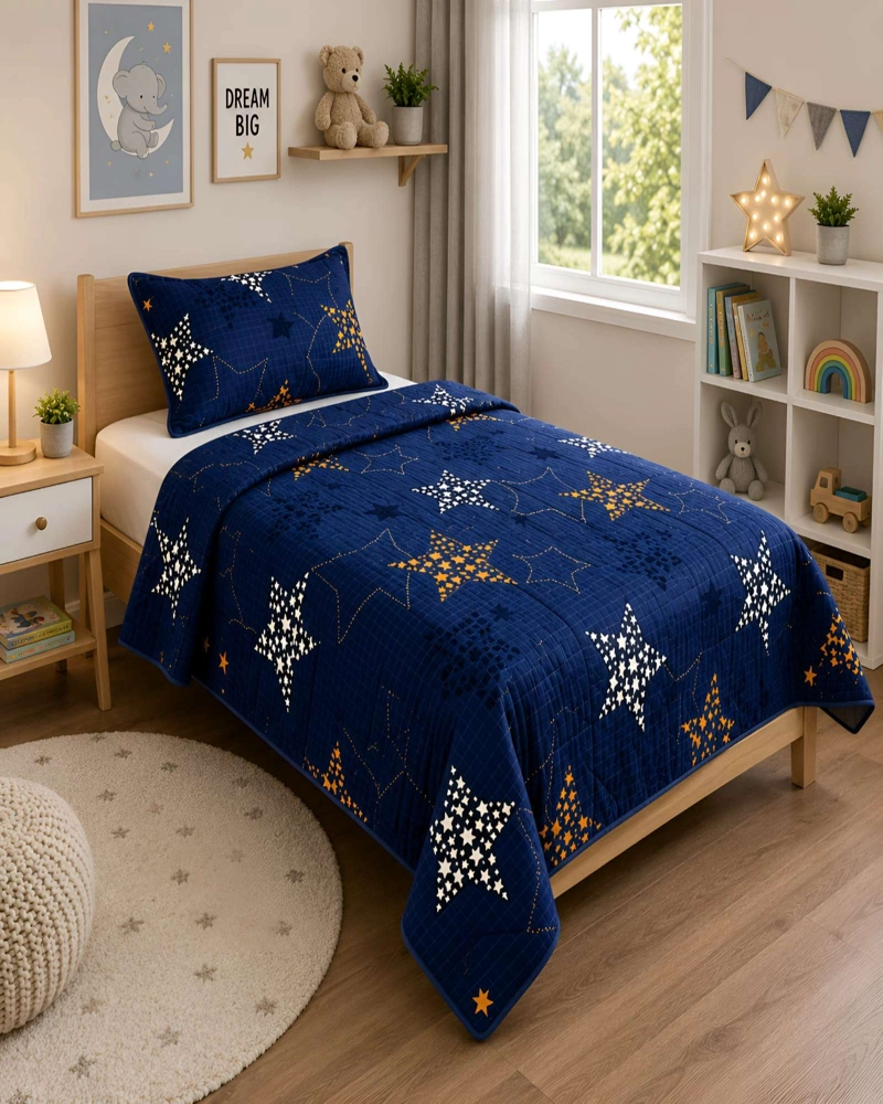 CUBRECAMA QUILT 1.5 PLAZAS MICROFIBRA SUAVE LIGERO TRANSPIRABLE Y FUNDA DE ALMOHADA - 1