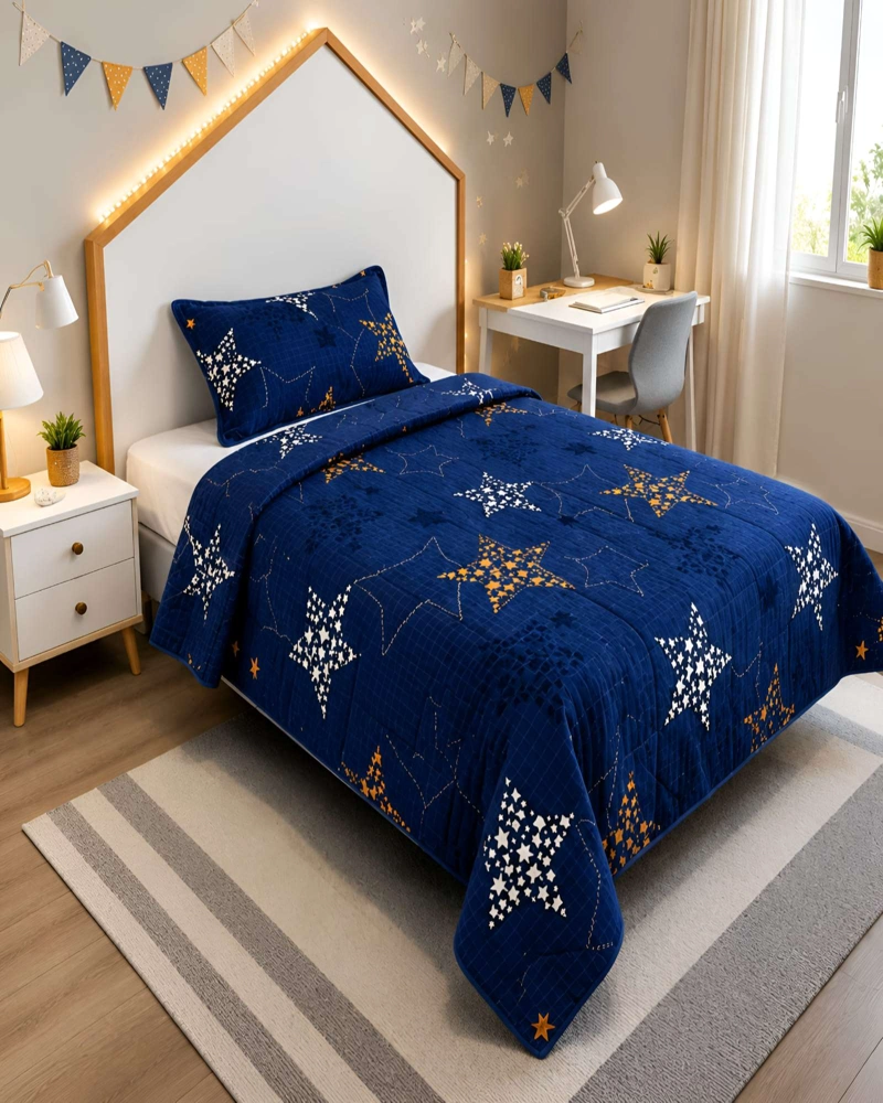 CUBRECAMA QUILT 1.5 PLAZAS MICROFIBRA SUAVE LIGERO TRANSPIRABLE Y FUNDA DE ALMOHADA - 3