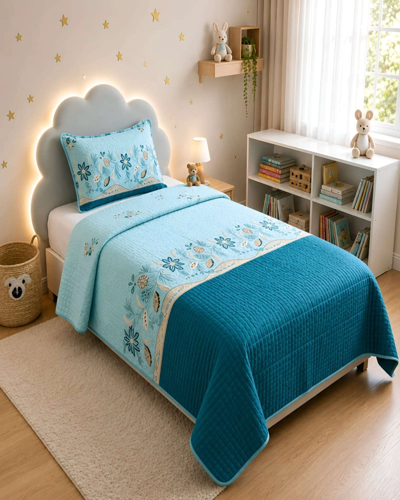 CUBRECAMA QUILT 1.5 PLAZAS MICROFIBRA SUAVE LIGERO TRANSPIRABLE Y FUNDA DE ALMOHADA - 1
