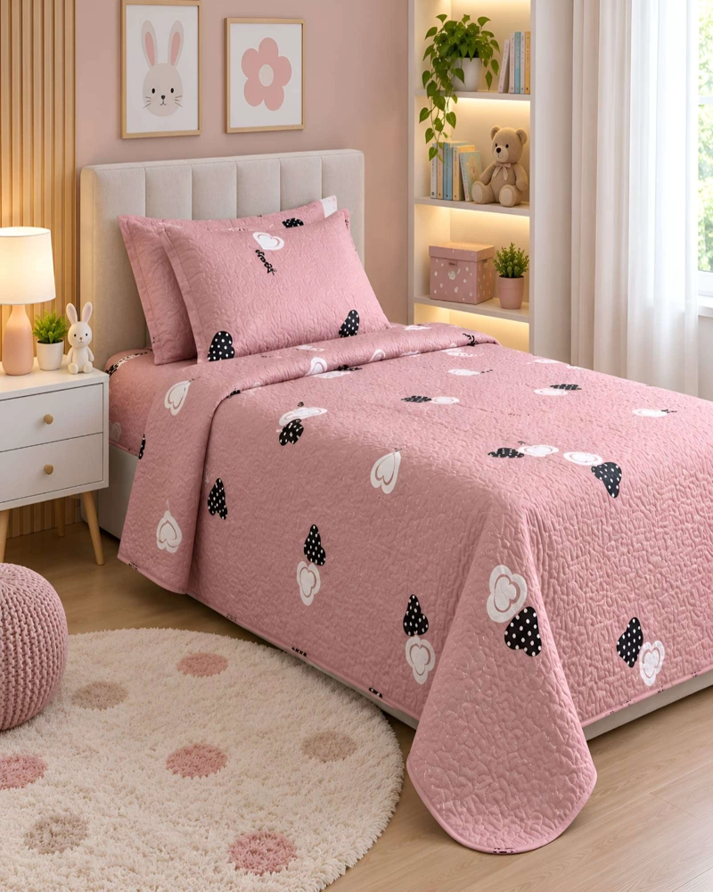 CUBRECAMA QUILT 1.5 PLAZAS MICROFIBRA SUAVE LIGERO TRANSPIRABLE Y FUNDA DE ALMOHADA - 1
