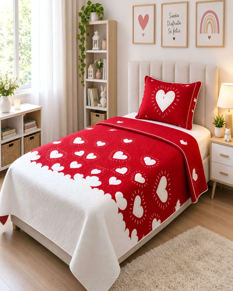 PACK QUILT 1.5 PLAZAS SUAVE LIGERO TRANSPIRABLE CON ALMOHADA Y FUNDA A JUEGO - 3