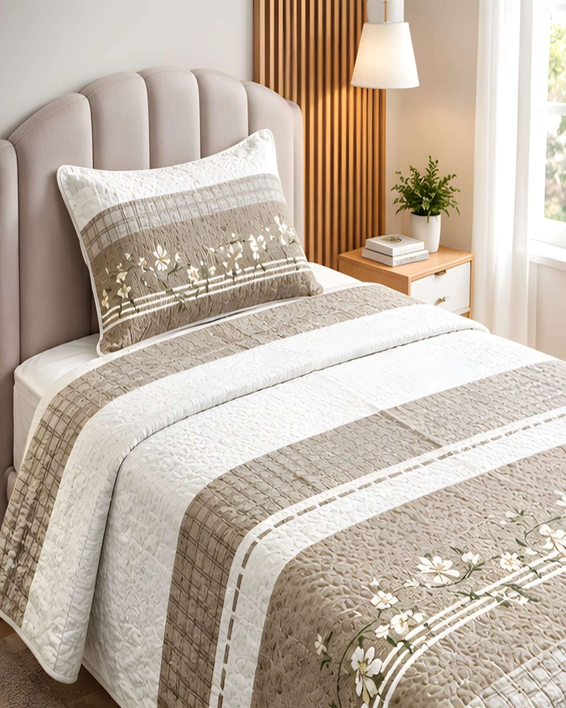 SET QUILT CUBRECAMA 180X230CM 1.5 PLAZAS MICROFIBRA SUAVE Y FUNDA - 2