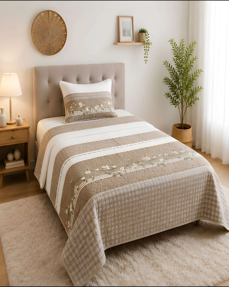 SET QUILT CUBRECAMA 180X230CM 1.5 PLAZAS MICROFIBRA SUAVE Y FUNDA - 4