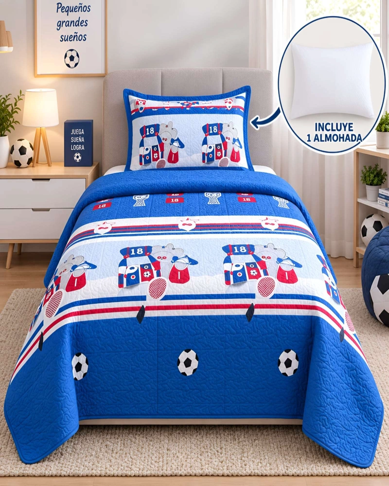 CONJUNTO CUBRECAMA 1.5 PLAZAS CON ALMOHADA Y FUNDA - 2