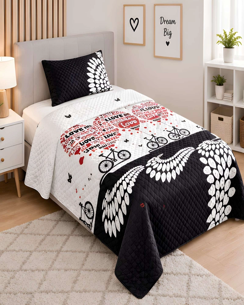 SET QUILT CUBRECAMA 180X230CM 1.5 PLAZAS MICROFIBRA SUAVE Y FUNDA - 1