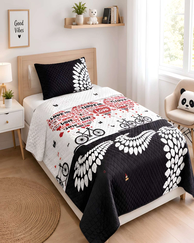 SET QUILT CUBRECAMA 180X230CM 1.5 PLAZAS MICROFIBRA SUAVE Y FUNDA - 3