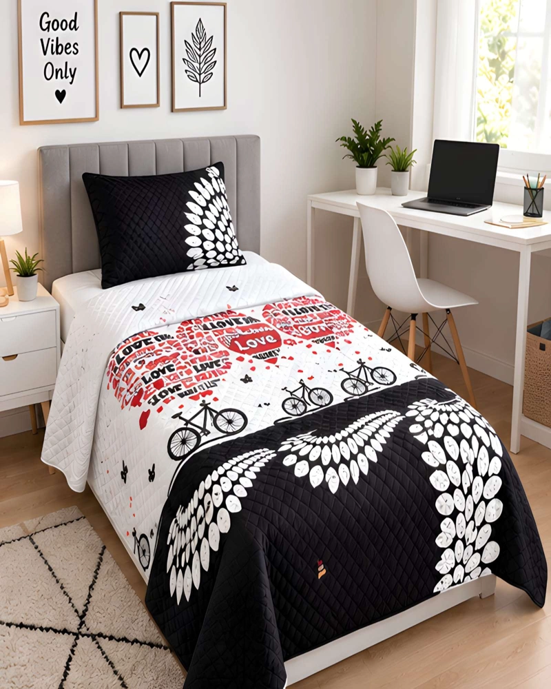SET QUILT CUBRECAMA 180X230CM 1.5 PLAZAS MICROFIBRA SUAVE Y FUNDA - 4