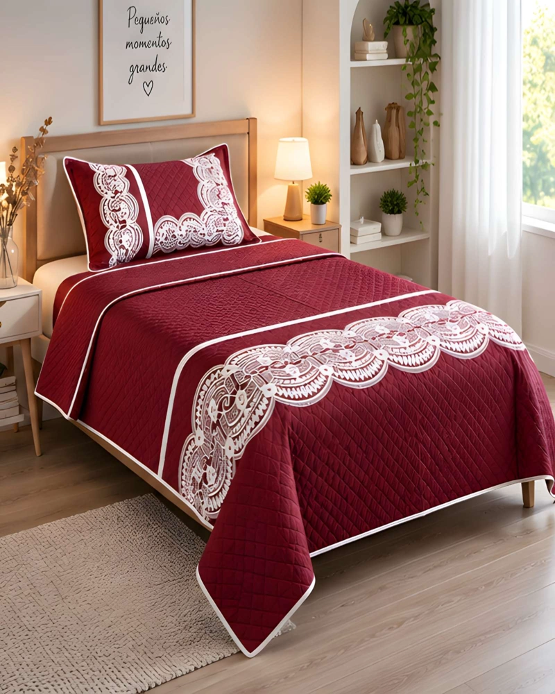 SET QUILT CUBRECAMA 180X230CM 1.5 PLAZAS MICROFIBRA SUAVE Y FUNDA - 1