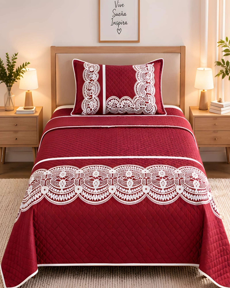 SET QUILT CUBRECAMA 180X230CM 1.5 PLAZAS MICROFIBRA SUAVE Y FUNDA - 3