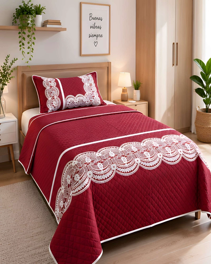 SET QUILT CUBRECAMA 180X230CM 1.5 PLAZAS MICROFIBRA SUAVE Y FUNDA - 4