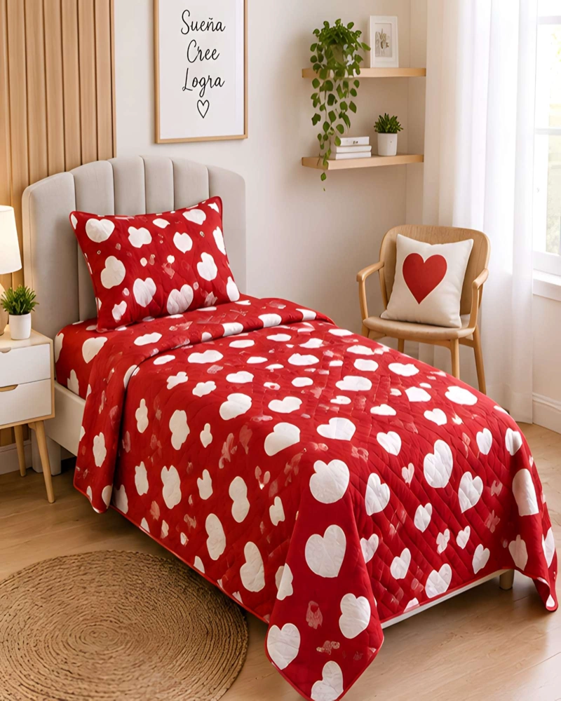SET QUILT CUBRECAMA 180X230CM 1.5 PLAZAS MICROFIBRA SUAVE Y FUNDA - 3