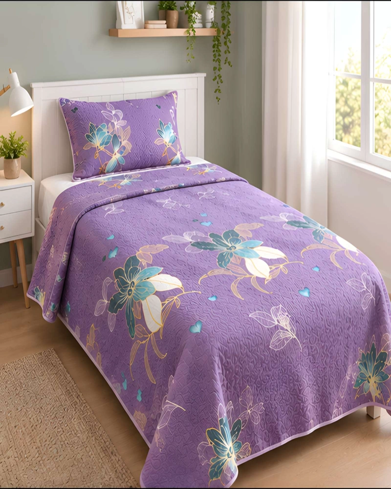 SET QUILT CUBRECAMA 180X230CM 1.5 PLAZAS MICROFIBRA SUAVE Y FUNDA - 1