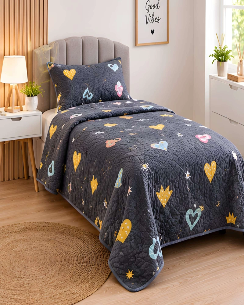 SET QUILT CUBRECAMA 180X230CM 1.5 PLAZAS MICROFIBRA SUAVE Y FUNDA - 4