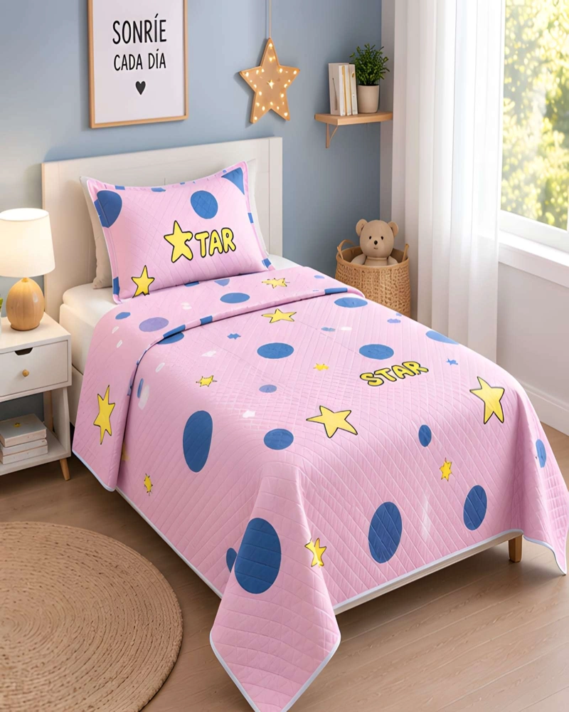 SET QUILT CUBRECAMA 180X230CM 1.5 PLAZAS MICROFIBRA SUAVE Y FUNDA - 4