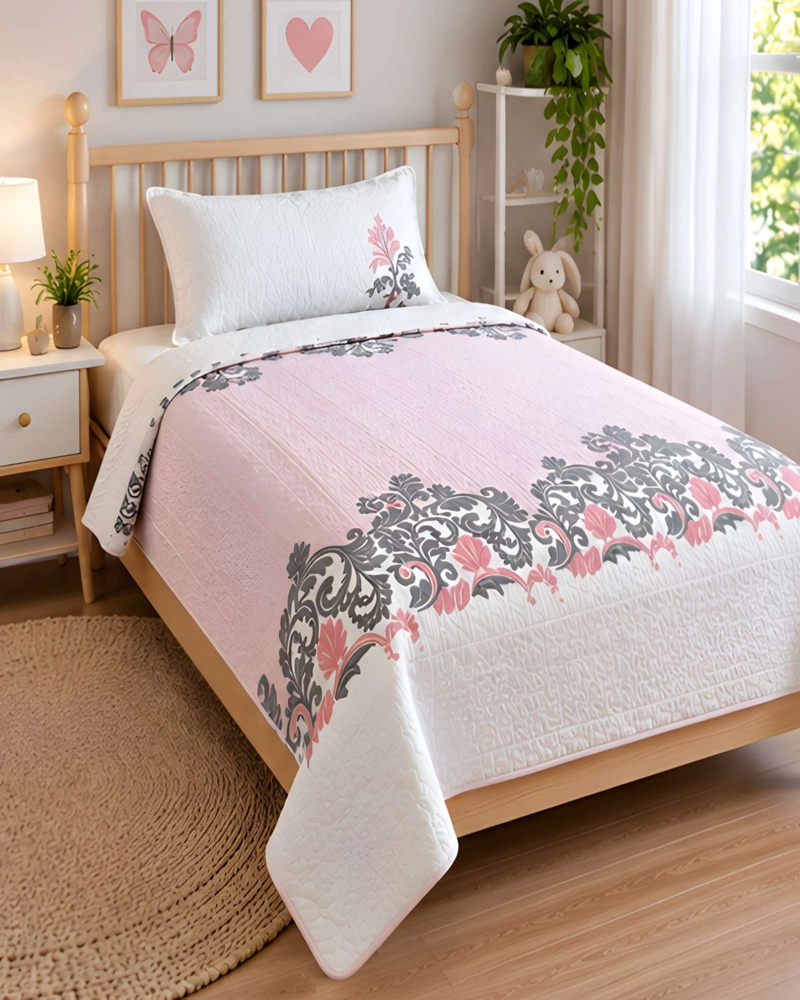 SET QUILT CUBRECAMA 180X230CM 1.5 PLAZAS MICROFIBRA SUAVE Y FUNDA - 3