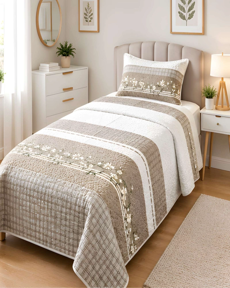 CONJUNTO CUBRECAMA 1.5 PLAZAS CON ALMOHADA Y FUNDA - 1