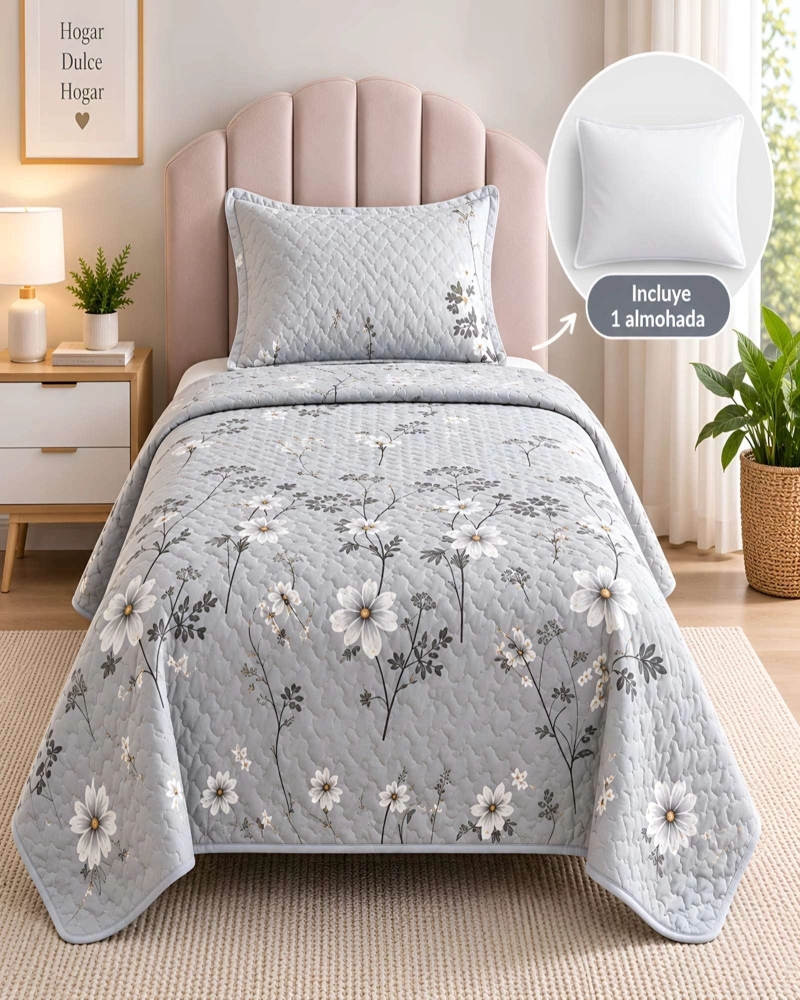 CONJUNTO CUBRECAMA 1.5 PLAZAS CON ALMOHADA Y FUNDA - 2