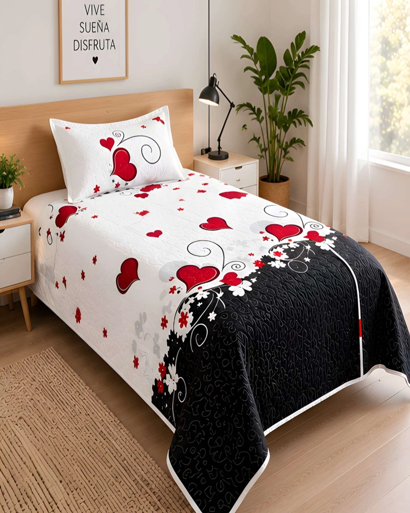 SET QUILT CUBRECAMA 180X230CM 1.5 PLAZAS MICROFIBRA SUAVE Y FUNDA - 1