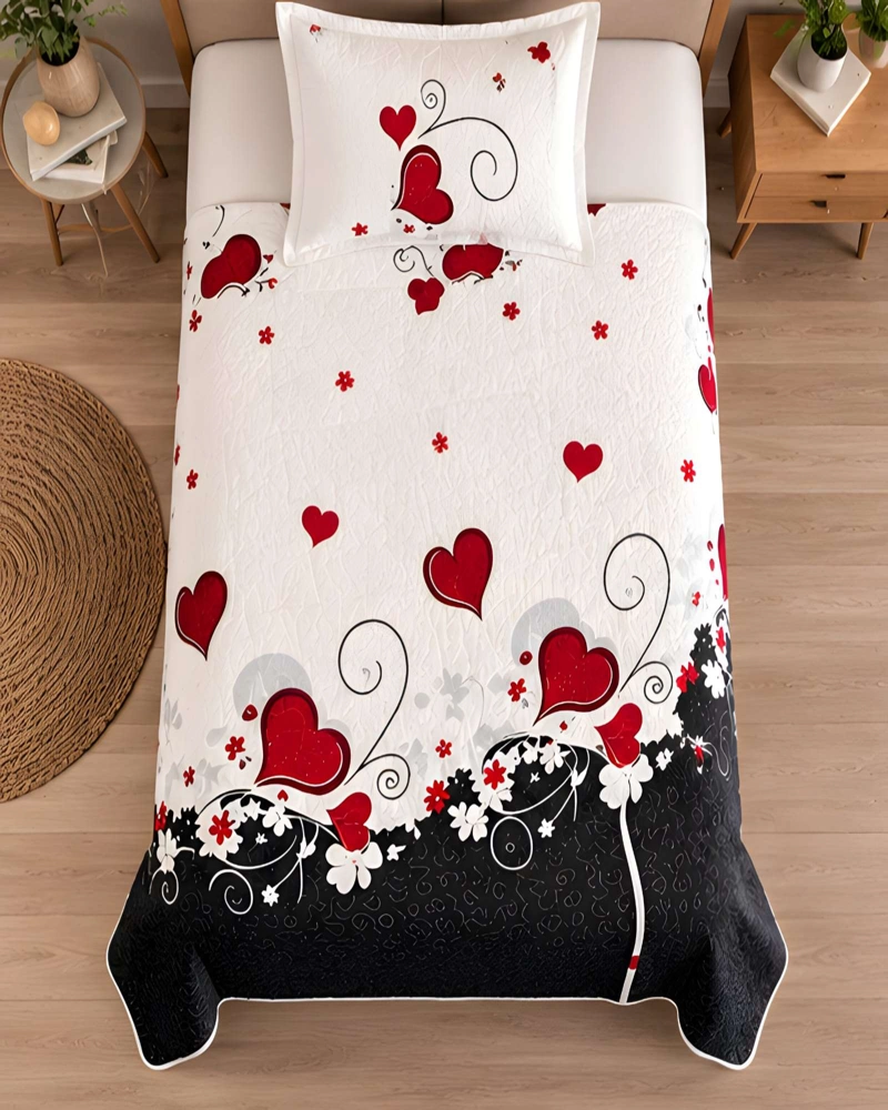 SET QUILT CUBRECAMA 180X230CM 1.5 PLAZAS MICROFIBRA SUAVE Y FUNDA - 2