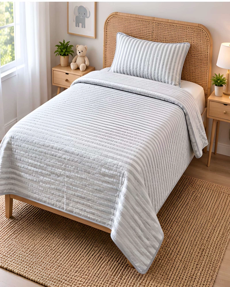 SET QUILT CUBRECAMA 180X230CM 1.5 PLAZAS MICROFIBRA SUAVE Y FUNDA - 4