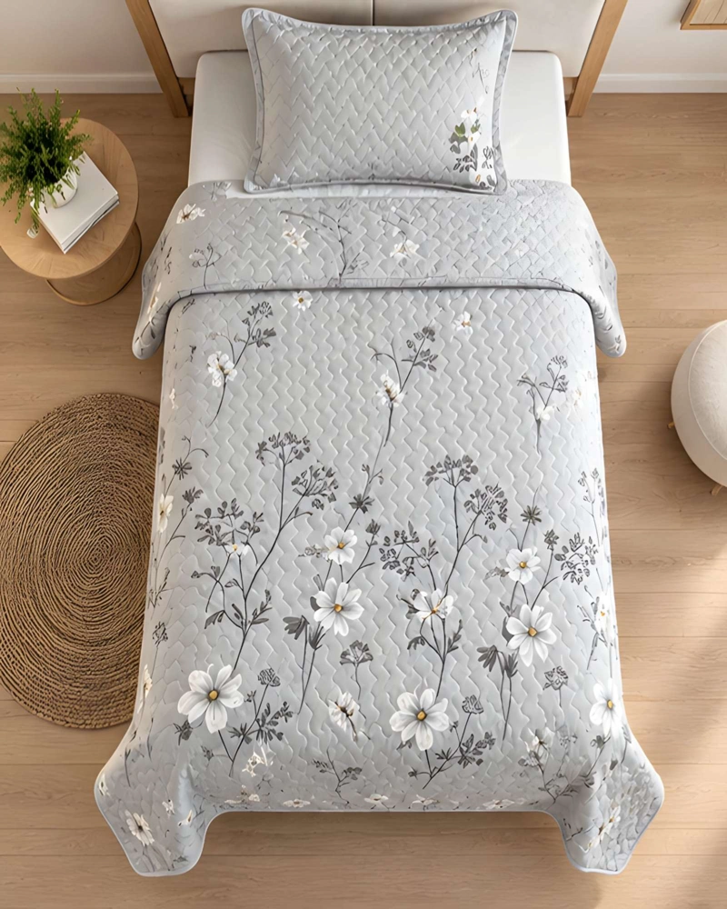 SET QUILT CUBRECAMA 180X230CM 1.5 PLAZAS MICROFIBRA SUAVE Y FUNDA - 1