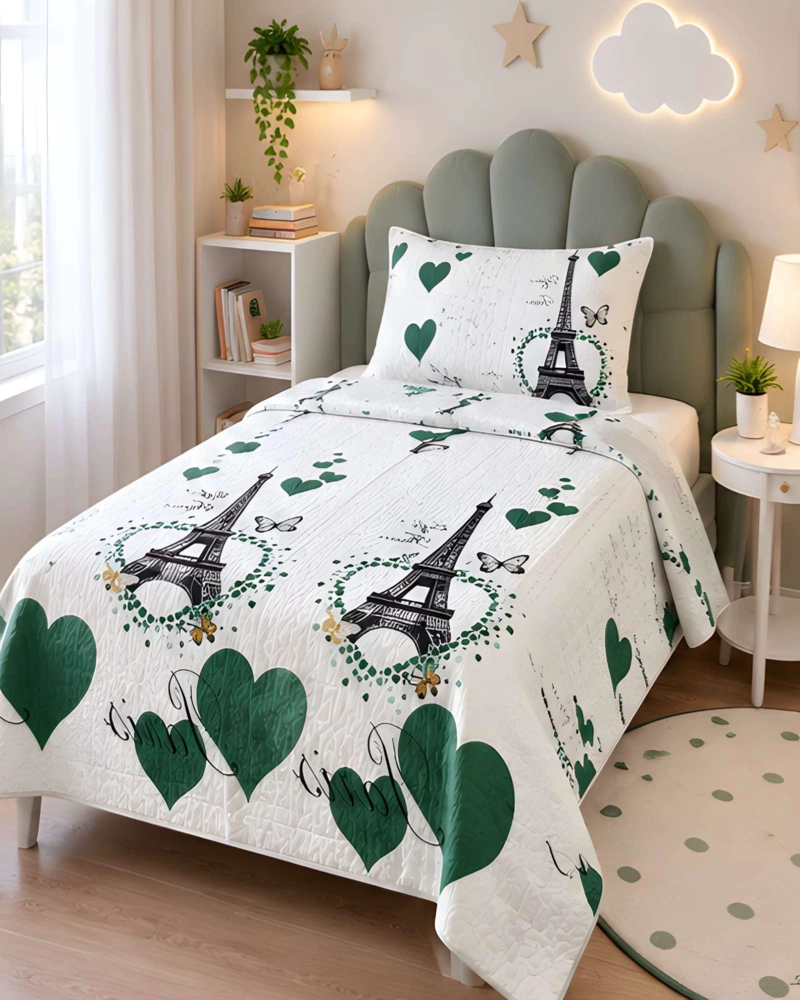 SET QUILT CUBRECAMA 180X230CM 1.5 PLAZAS MICROFIBRA SUAVE Y FUNDA - 3