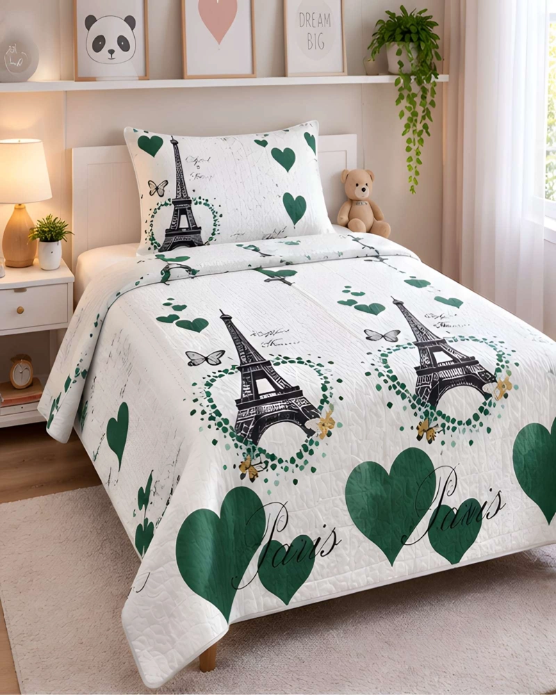 SET QUILT CUBRECAMA 180X230CM 1.5 PLAZAS MICROFIBRA SUAVE Y FUNDA - 4
