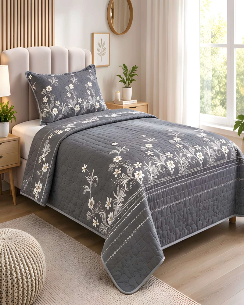 SET QUILT CUBRECAMA 180X230CM 1.5 PLAZAS MICROFIBRA SUAVE Y FUNDA - 1