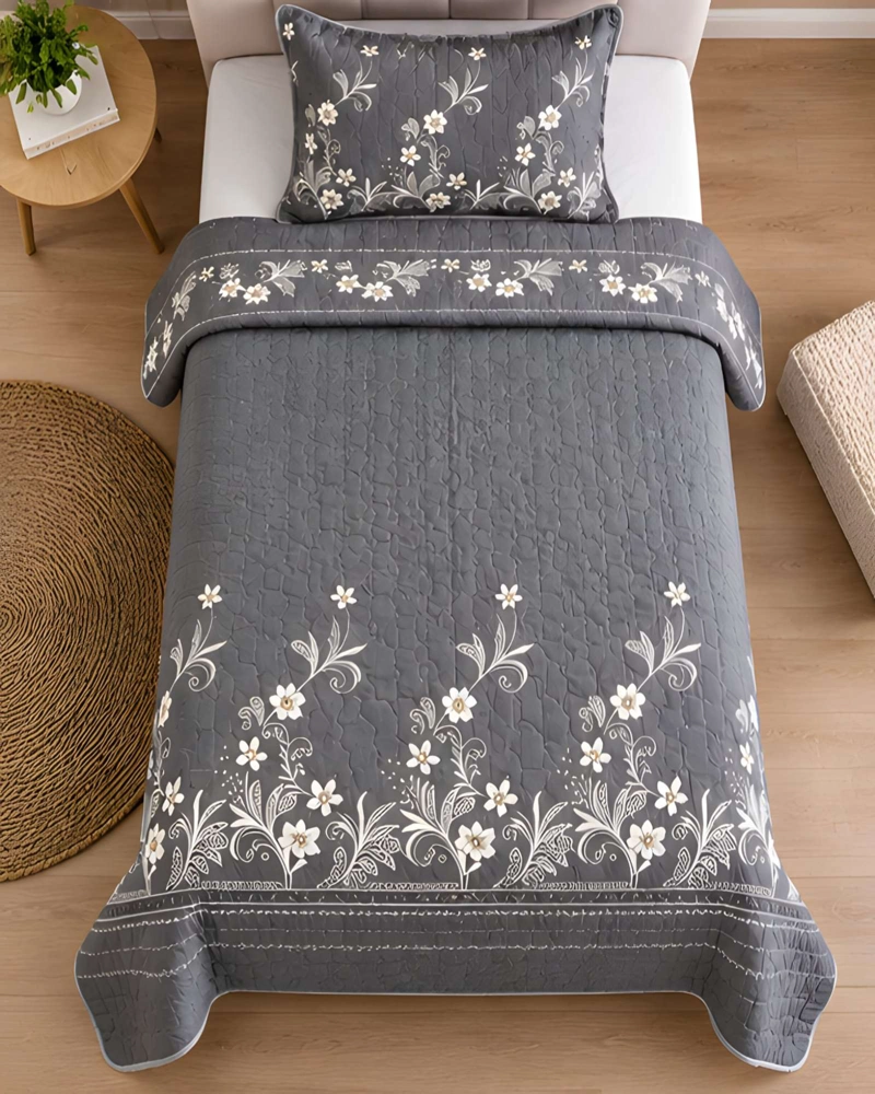 SET QUILT CUBRECAMA 180X230CM 1.5 PLAZAS MICROFIBRA SUAVE Y FUNDA - 3