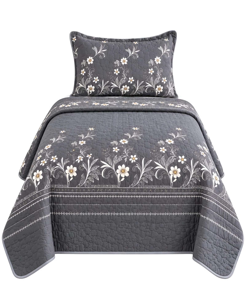 SET QUILT CUBRECAMA 180X230CM 1.5 PLAZAS MICROFIBRA SUAVE Y FUNDA - 6