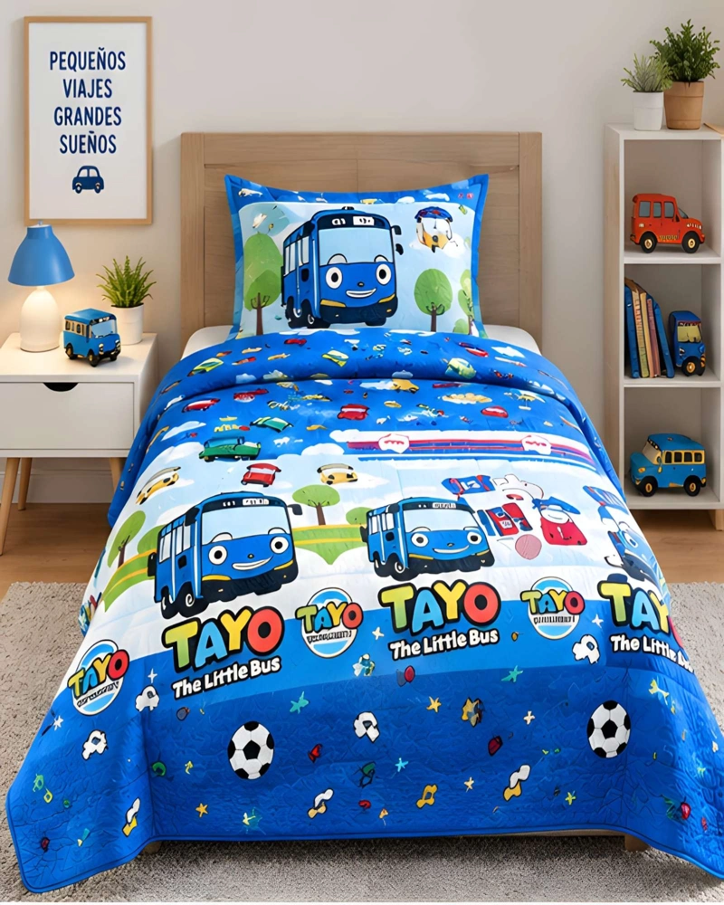 CONJUNTO CUBRECAMA 1.5 PLAZAS CON ALMOHADA Y FUNDA - 1